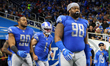 Detroit Lions defensive tackle Damon Harrison (98), Detroit Lions quarterback Kyle Sloter...