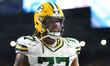 Green Bay Packers offensive tackle Billy Turner (77) leaves the field after the first half...