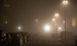 Fog in the city center of the Dutch town of Eindhoven. Low temperature, cold winter weathe...