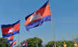 Cambodia national flags seen at the entrance to Bokor National Park. On Monday, January 6...