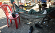 A local Policeman having a rest during a break inside a local restaurant near Bokor Gatewa...