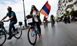 The Armenian community of Thessaloniki in Northern Greece organized a bike ride in the cen...