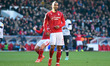 Lewis Grabban (7) of Nottingham Forest celebrates after scoring a goal to make it 3-1 dur...