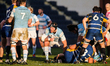   Sebastien de Chaves of Newcastle Falcons stands guard during the Greene King IPA Champi...