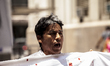 Young man with eye injury resulting from the current repression during demonstrations agai...