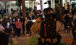 Protesters threw petrol bombs to at an empty public housing complex which is proposed Hong...