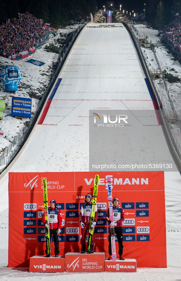 Stefan Kraft (AUT),Kamil Stoch (POL),Dawid Kubacki (POL) during individual large hill competition, of the FIS Ski jumping World Cup in Zakop...