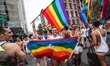 Israel parade participants on Fifth Avenue enjoying the 2013 New York City Pride Parade, w...