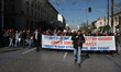 Workers participating in the 24-hour general strike against the pension system reform bill...