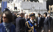 Italian President Sergio Mattarella leaves  Vittorio Emanuele monument after a  ceremony t...