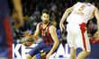 Juan Carlos Navarro and Giorgi Shermadini in the match between FC Barcelona and Olympiacos...