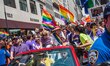EDIE WINDSOR, ROBBIE KAPLAN and supporters in the Grand Marshall's vehicle at the 2013 New...