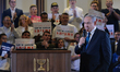 Israeli Prime Minister Benjamin Netanyahu meets his supporters during a Likud party upcomi...