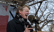 Reiner Hoffmann, Chairman of the German Trade Union Confederation speaks at a solidarity d...
