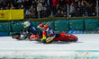  Harald Simon (Red) tries to pass Martin Haarahiltunen (White)  during theIce Speedway of...