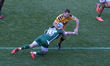  Tom Parton of London Irish tackling Jimmy Gopperth of Wasps Rugby  during the Gallagher P...