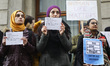 People gathered to protest in 'Shame on, Europe!' demonstration and support refugees at th...