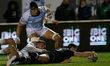     Michael Young of Newcastle Falcons reaches out to score during the Greene King IPA Cha...