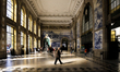 Sao Bento train station, a tourist reference point, is practically empty, due to the Covid...