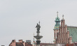 Polish flags decoration over the old city of Warsaw during the celebration of the National...