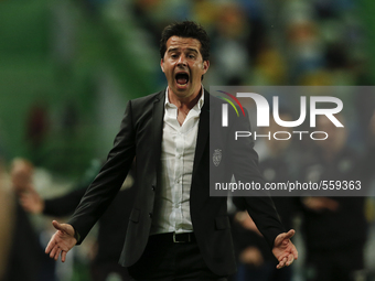 Sporting's coach Marco Silva reacts during the Portuguese League  football match between Sporting CP and CD Nacional at Jose Alvalade  Stadi...