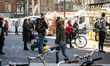 An ongoing saturday market at Vredenburg square, Netherlands, on April 4, 2020 during the...