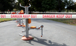 A closed outdoor gym to the public due to the spread of coronavirus is seen at Hagley Park...