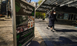 A view of people walking past a Shake Shack burger joint in Madison Square, Park New York...