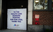 A message of support outside mount Sinai hospital in Manhattan, New York City USA during c...