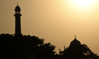 A sillhoute of deserted Grand Mosque of Delhi Jama Masjid on the first day of Ramadan on 2...