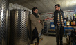 Joanna and Marcin from the Amonit Vineyard, seen testing their white wine inside a wine ce...