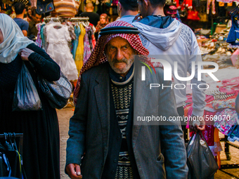 A man walks in the old market in Hebron, Palestine, May 6th 2015.  (