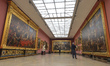 Visitors wearing protective masks seen inside the Gallery of the 19th-Century Polish Art i...