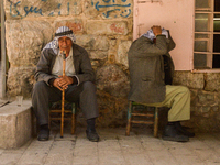 Old men resting in the shadow in Hebron, Palestine, May 6th 2015.  (