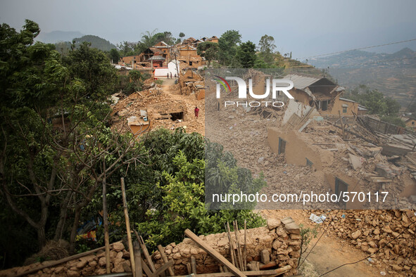 More than 40 houses have turned in to rubbles due to earthquake in a village of Kabrepalan Chowk, Nepal. May 6, 2015 