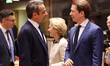Sebastian Kurz, the Federal Chancellor of Austria as seen talking with the Prime Minister...