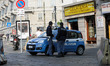 Police check Navigli at the beginning of the weekend in Milan on May 22, 2020 in Milan, It...