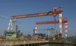  A View Scene of Dockyard at SHI  (Samsung Heavy Industry) in Geoje, South Korea on June 1...
