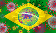 Photo illustration of the Brazilian flag with COVID-19 (SARr-CoV illustration) as Brazil's...