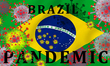 Photo illustration of the Brazilian flag with COVID-19 (SARr-CoV illustration) as Brazil's...