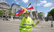 A members of the Dutch Yellow Vest moviment protest at the Dam Square amid the Coronavirus...