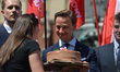 Krzysztof Bosak (C), a vice-chairman of Confederation Liberty and Independence political p...