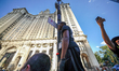 Protestors camp out near the New York City Hall as Manhattan enters Phase 2 of re-opening...