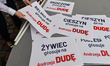 Banners with support messages for Andrzej Duda, the current Polish President and candidate...