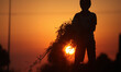 A Palestinian child  through play in a field barley in the Johr al-Deek neighbourhood clos...