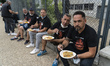 Pause to eat a paella during the protest of the workers of the Japanese factory of Nissan...