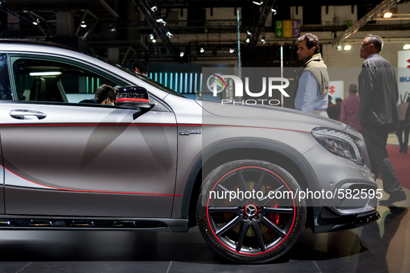 Mercedes-Benz exhibits his Mercedes GLA 45 AMG 4Matic in the International Motor Show in Barcelona on May 12, 2015 