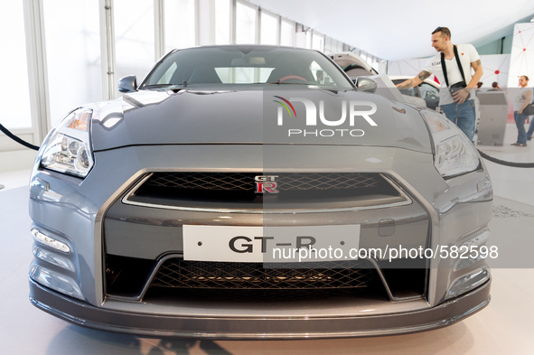 Nissan exhibits his Nissan GT-R in the International Motor Show in Barcelona on May 12, 2015 