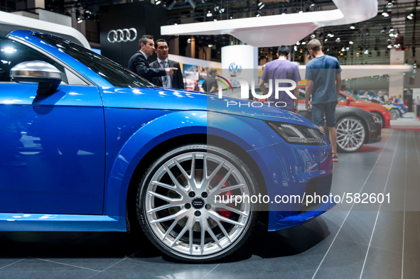 Audi exhibits his Audi TTs in the International Motor Show in Barcelona on May 12, 2015 