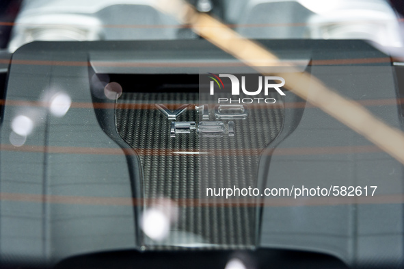 Motor detail of Audi R8 V10  in the International Motor Show in Barcelona on May 12, 2015 